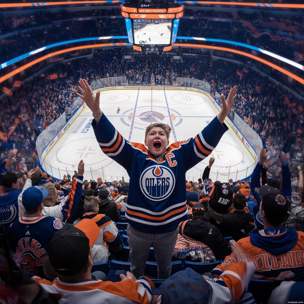 oilers fan flashes crowd